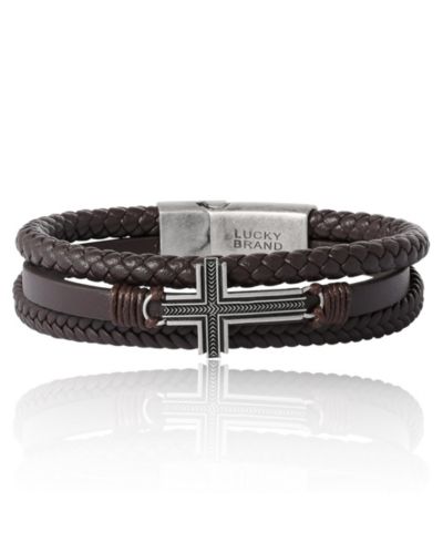 Lucky Brand Мужской браслет Textured Cross 8.5" Antique Silver Flash-Plated украшение с крестом