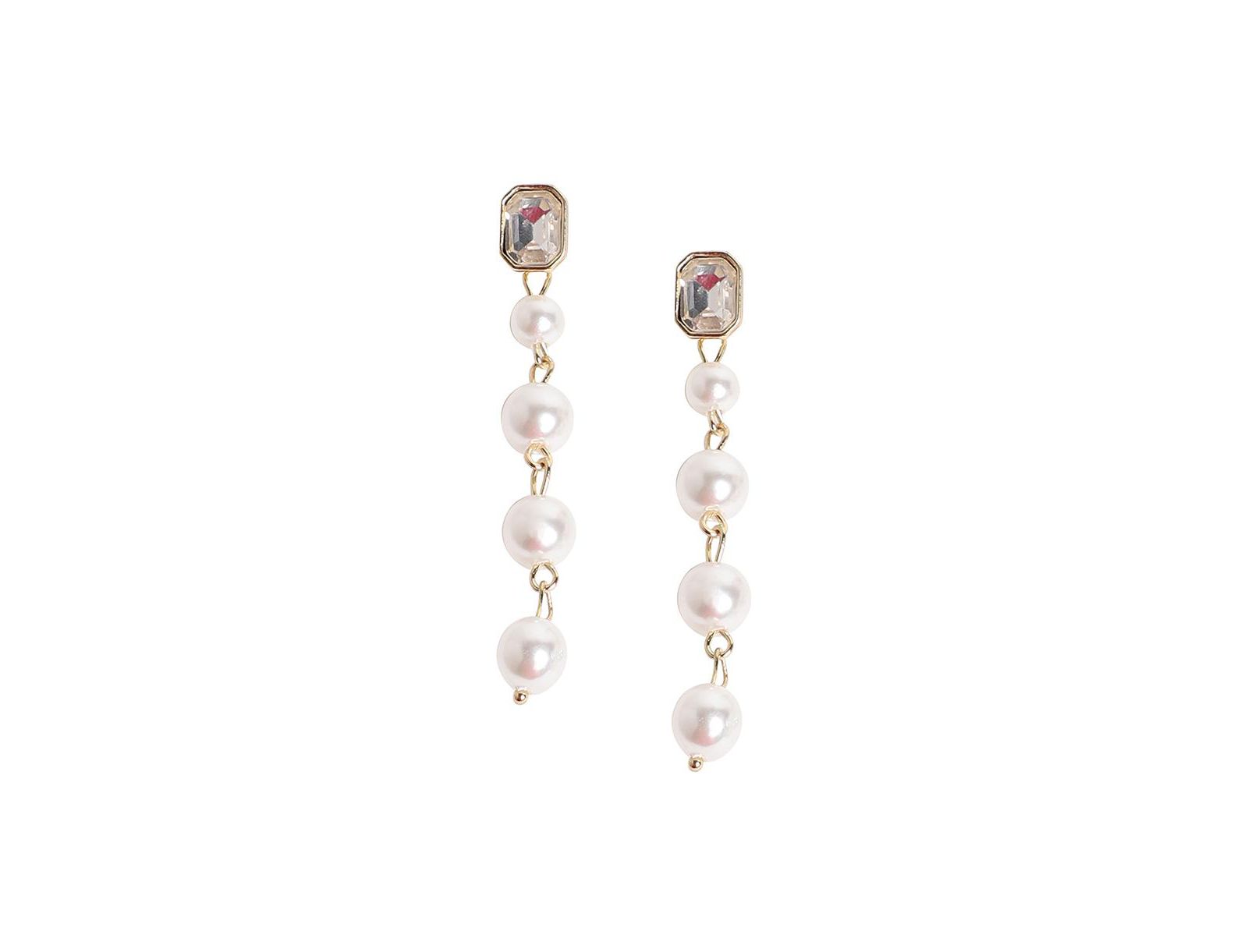 SOHI White Pearl Strand Drop Earrings