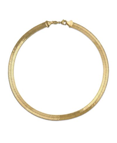 Золотистая чокер-цепочка Bling Jewelry Flexible Flat Contoured Fit Herringbone Snake 15 Inch 7MM Wide