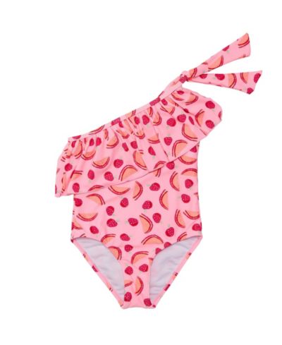 Snapper Rock Little Girls Berry Sweet One Shoulder Swimsuit