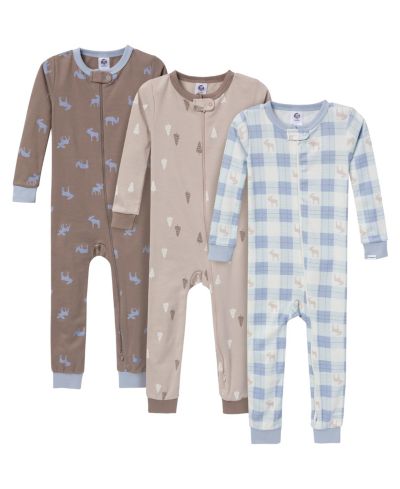 Gerber Детские пижамы без ног Moose and Trees, 3 шт
