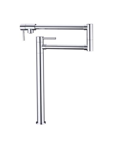 Folding Pot Filler Kitchen Faucet with Extended Handle and Wall Mount Design-Silver