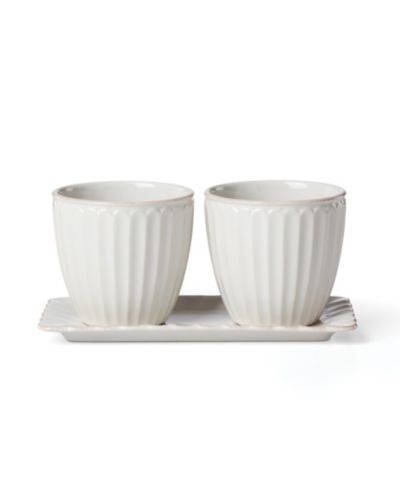 Lenox French Perle Scallop Herb Pots Tray Set