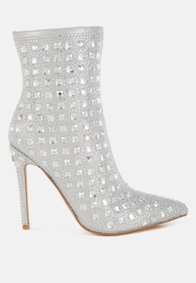 London Rag Women's Frostin Pointed Toe Rhinestones Stiletto Boots