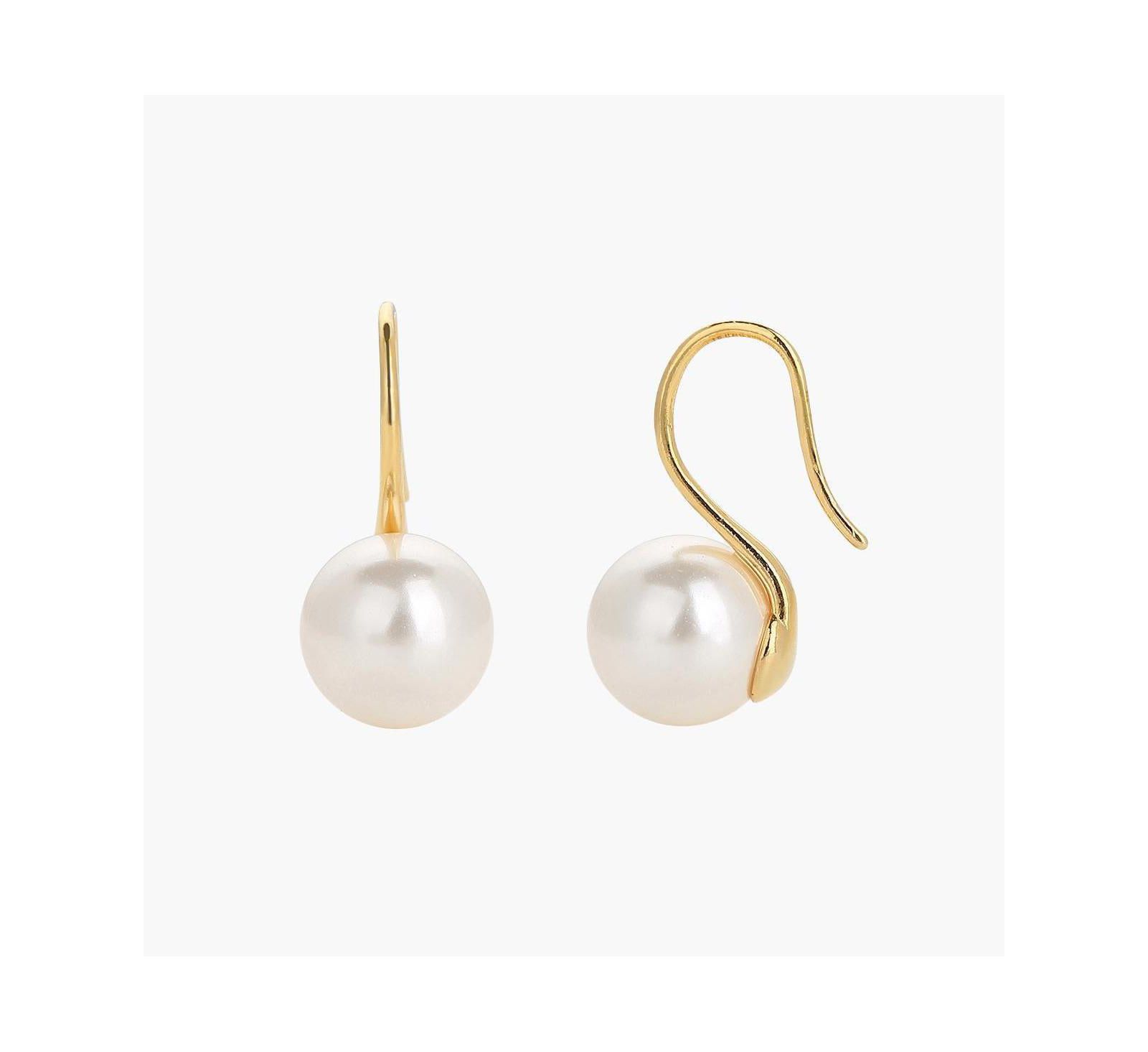 Sterling Silver 18k Gold Plated Lorelei Pearl Earrings Dainty Minimal