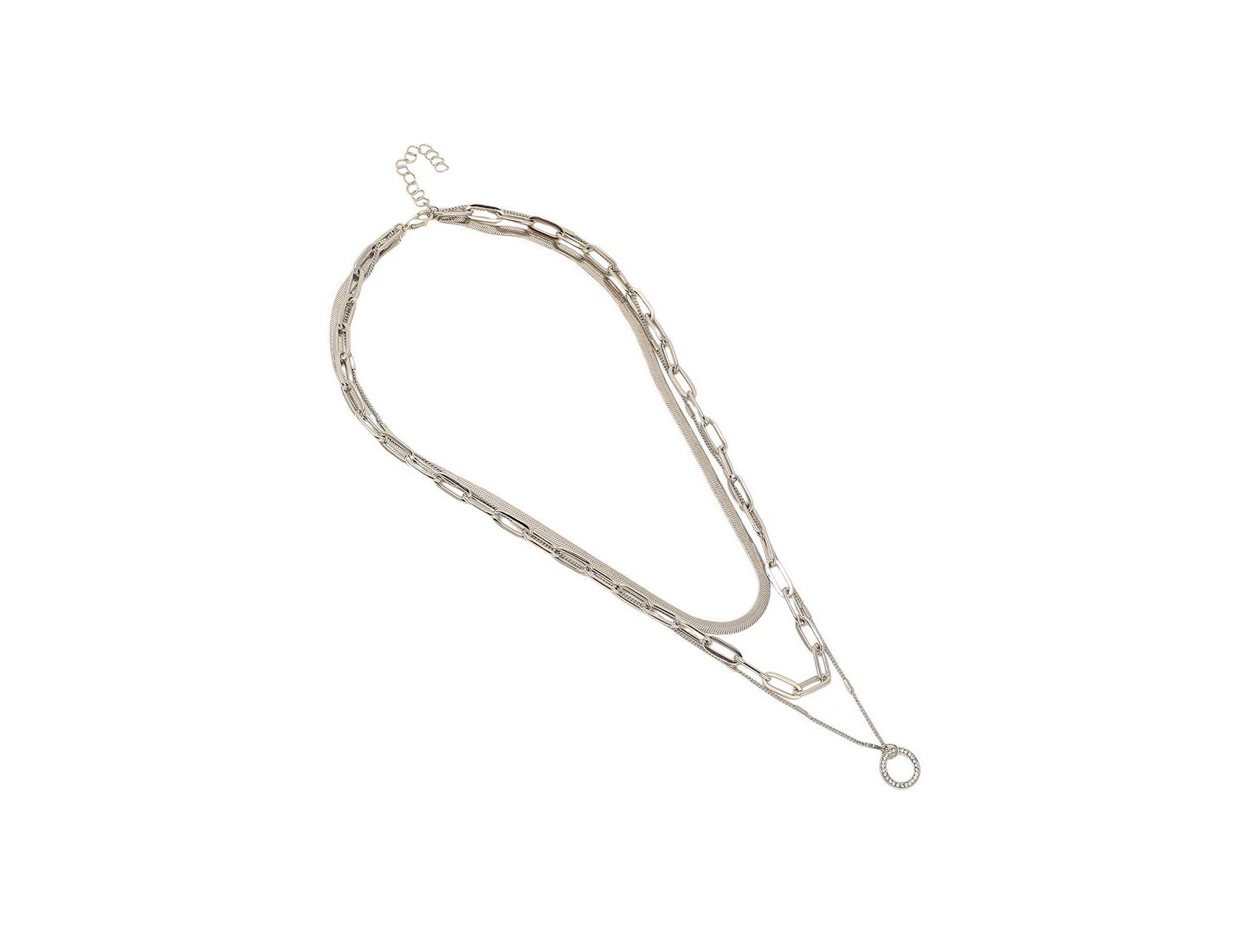 SOHI Silver Halo Snakechain Multi-Layer Necklace