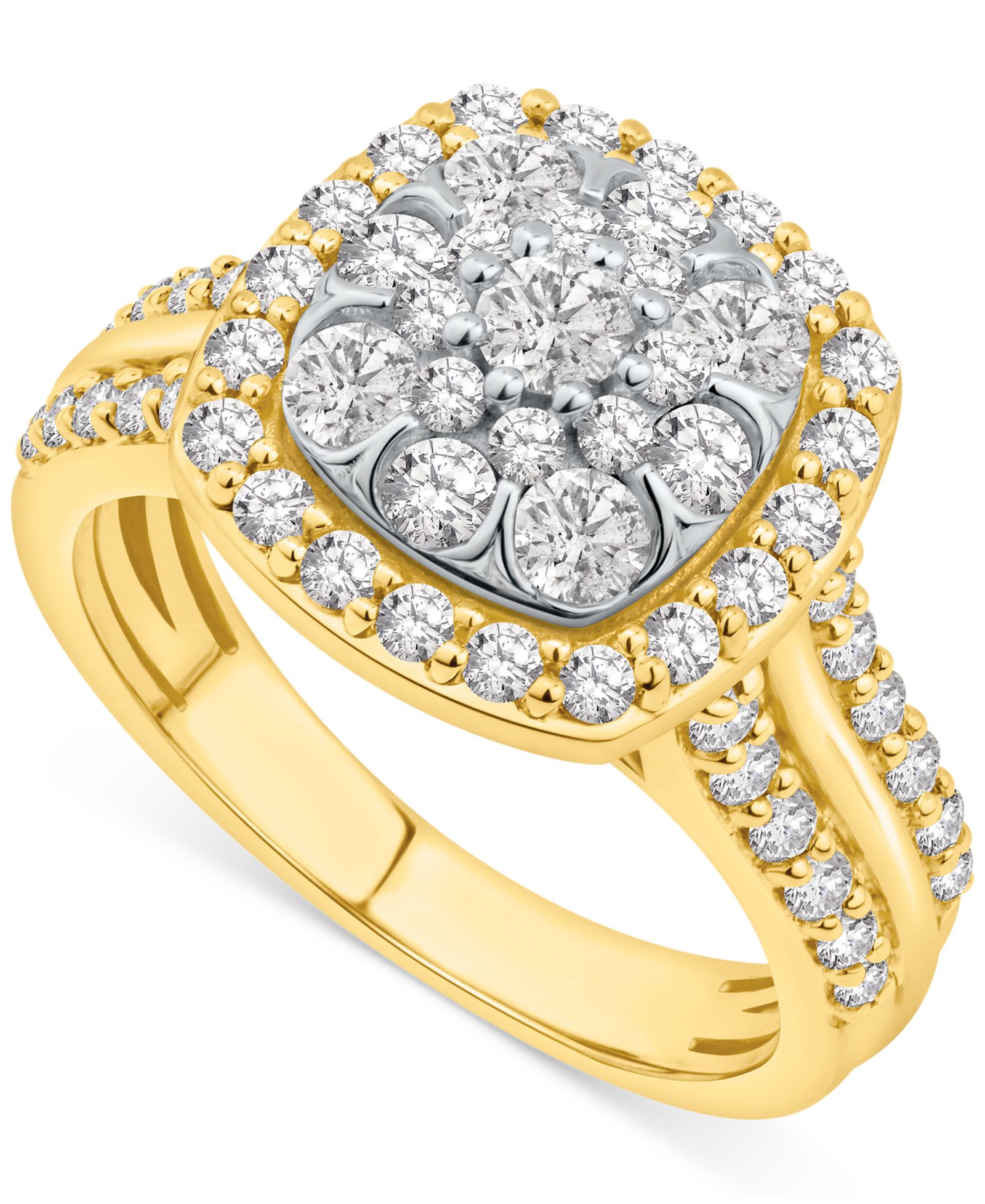 Кольцо с бриллиантами Diamond Square Cluster 14k Gold