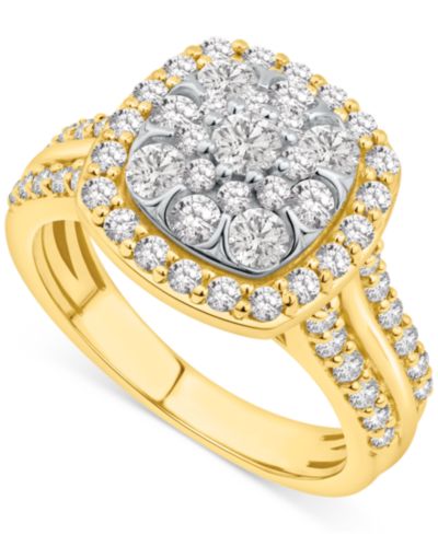 Кольцо с бриллиантами Diamond Square Cluster 14k Gold