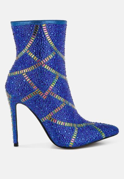 Rag and Co Womens High Roller Rhinestones Embellished Stiletto Boots