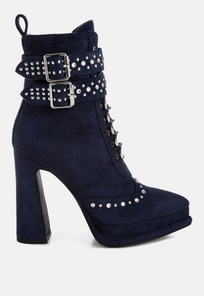 London Rag Women's Punk Nomad Harness Detail Lace Up Boots
