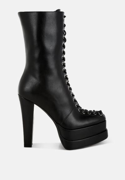 London Rag Women's Sayal Faux Leather Lace Up Boots