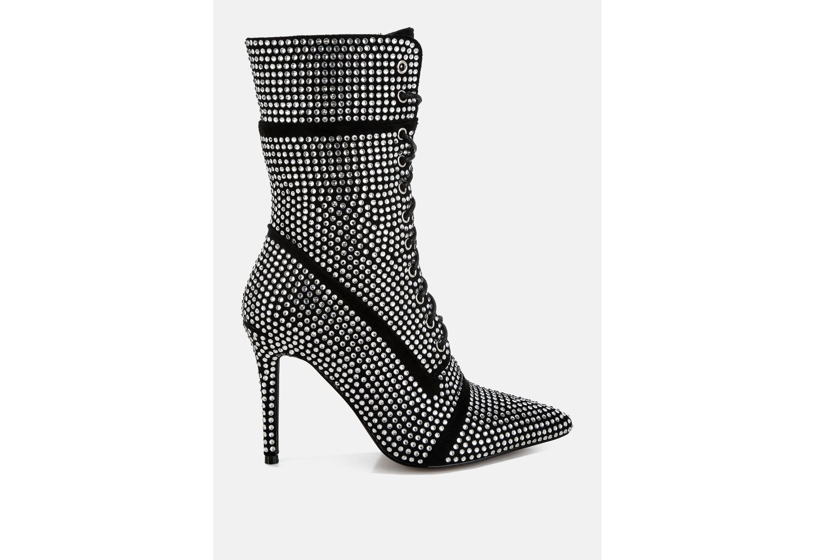 London Rag Womens Bitetto Rhinestones Embellished Calf Boots