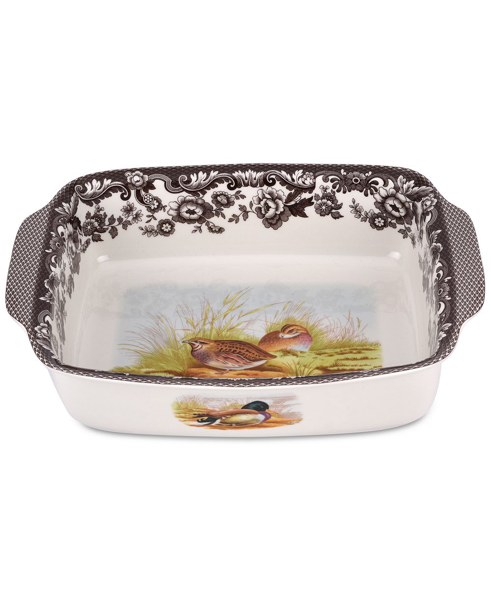 Spode Woodland Bird Rectangular Handled Dish