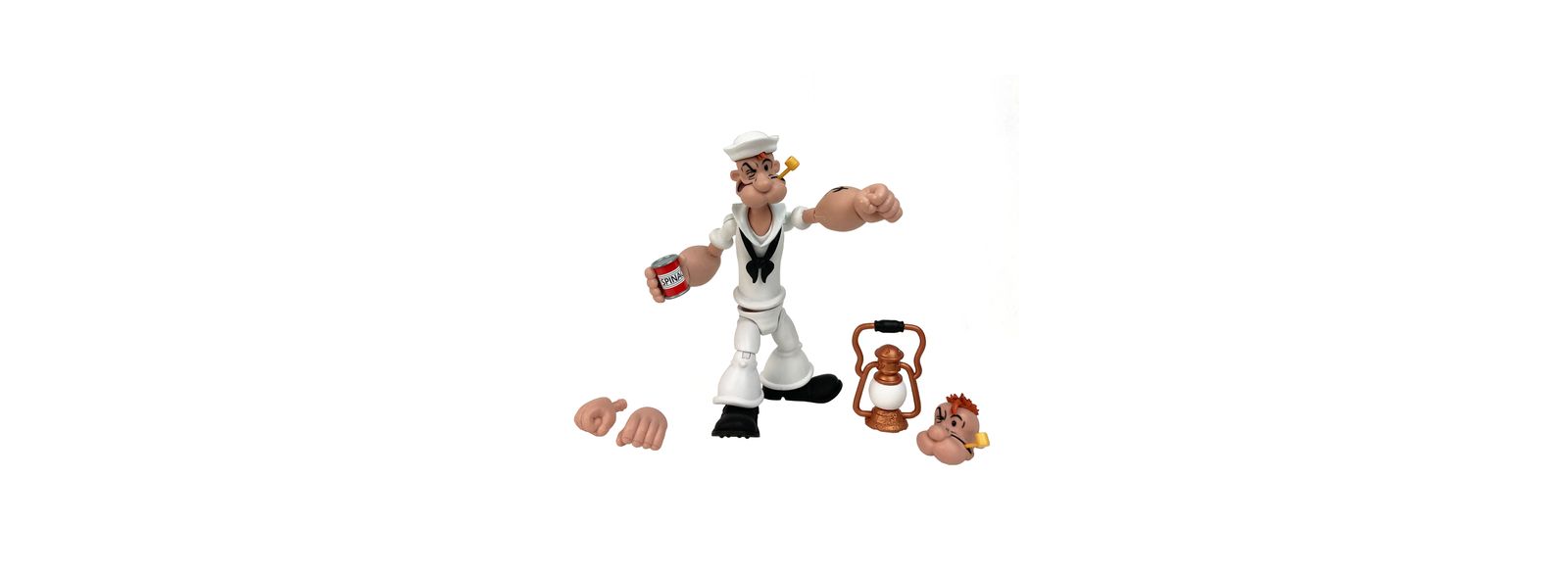 Boss Fight Studio Popeye в белом матросском костюме классическая коллекционная фигурка Popeye Classics Wave 2 с аксессуарами, включая шпинат, жестяную банку и сменную голову - 1:12