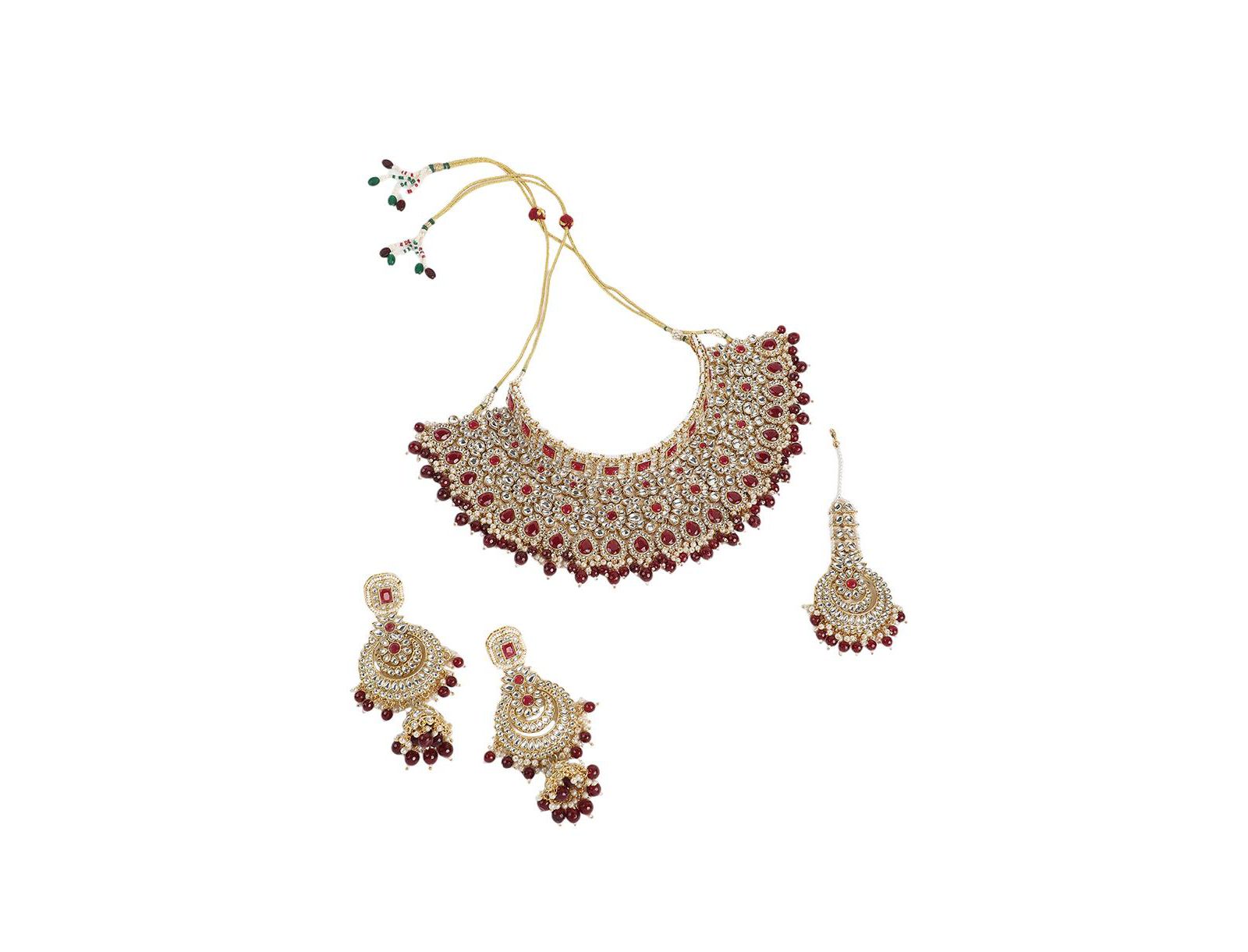 SOHI Red Aminah Jewellery 3-Piece Set