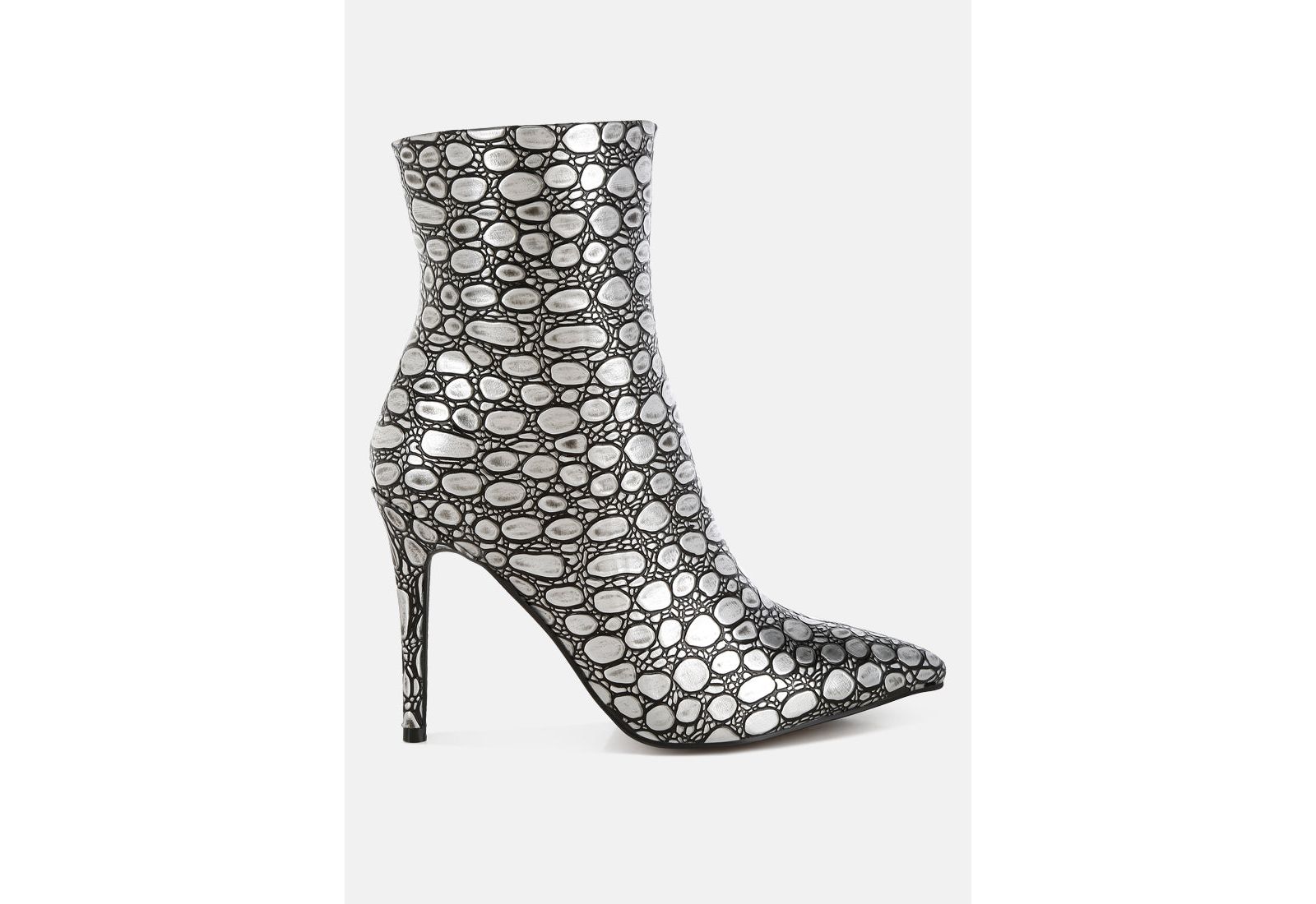 London Rag Womens Moolah Embossed Stiletto Heel Ankle Boots
