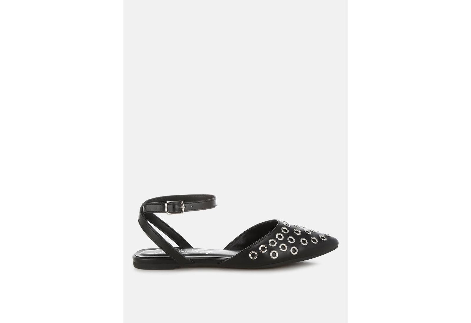 Chalcis Metallic Eyelet Detail Flat Sandals