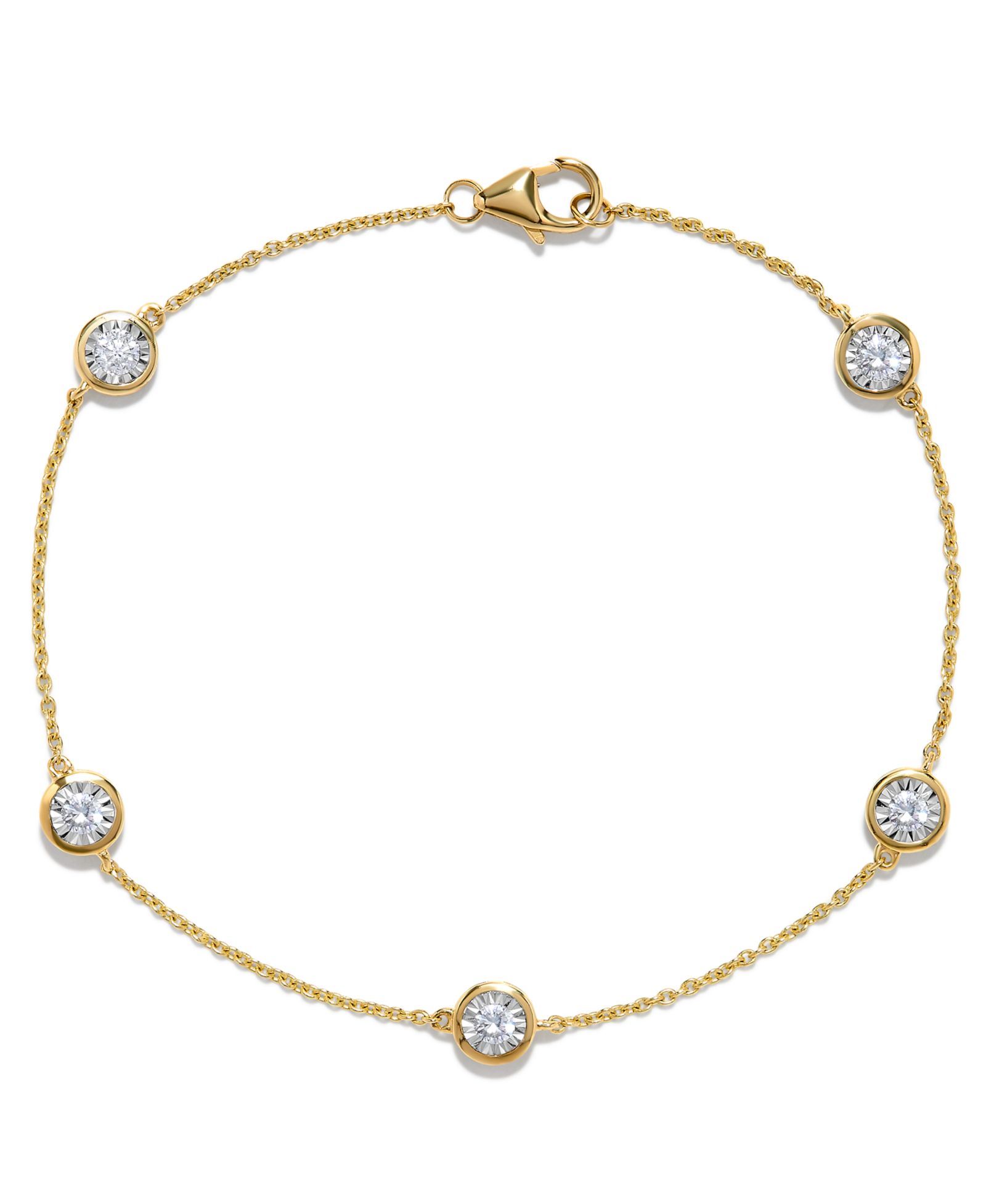 Браслет Diamond Bezel-Set Cable Link Chain в 14k Gold