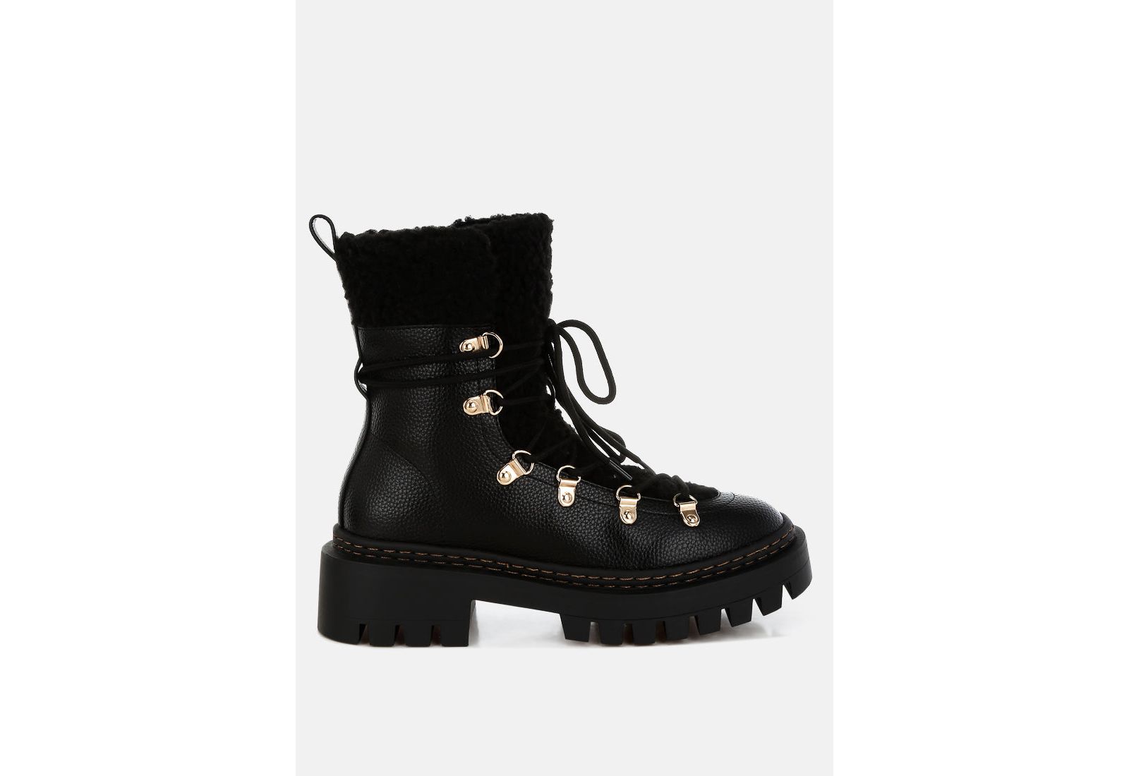 London Rag Womens Omul Fleece and Faux Leather Boots