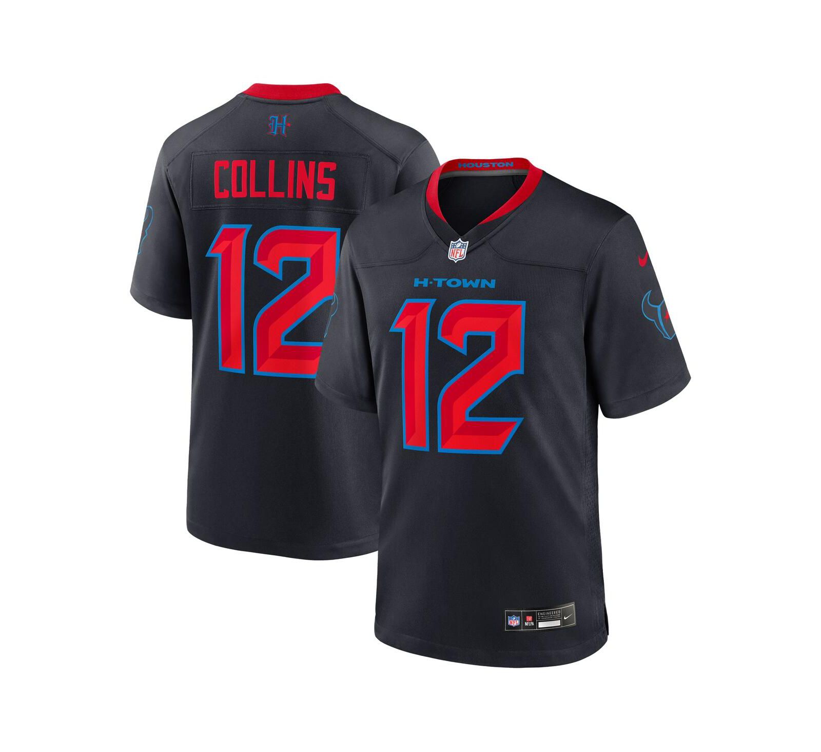 Джерси Nike Men's Nico Collins Navy Houston Texans 2nd Alternate Game