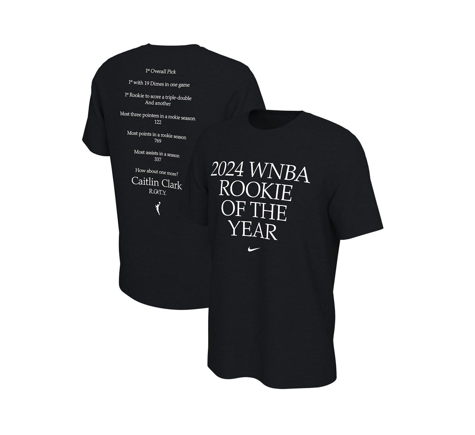 Nike Мужской и Женский Caitlin Clark Black Indiana Fever 2024 WNBA Rookie of the Year T-Shirt