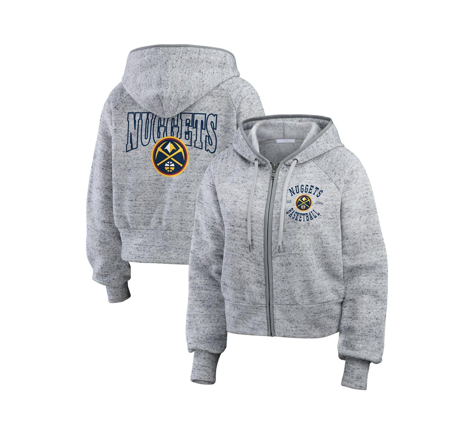 WEAR by Erin Andrews женское серое худи Denver Nuggets Speckled Radiator Full-Zip