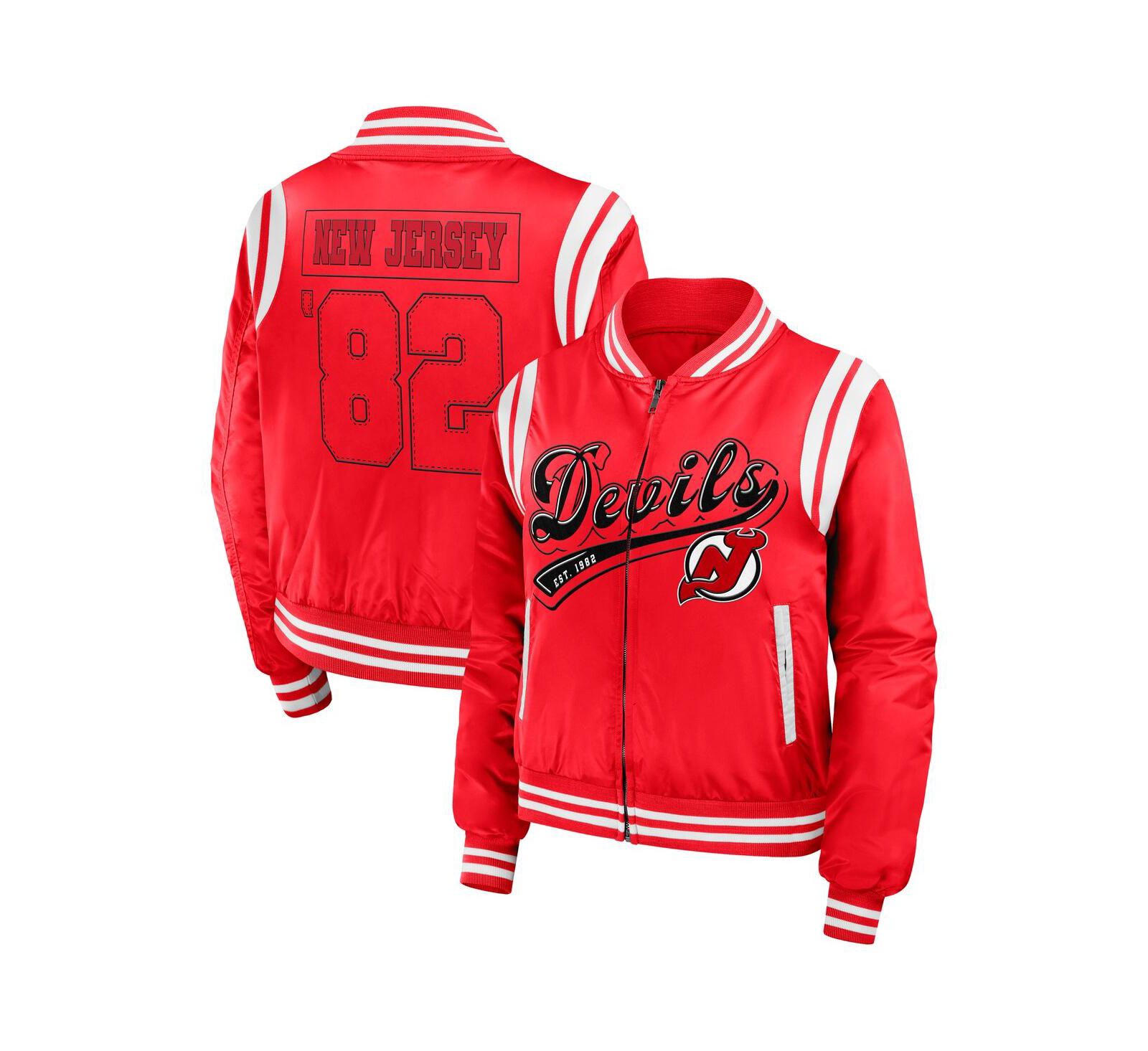 WEAR by Erin Andrews Women's Red New Jersey Devils Baller Full-Zip Bomber Jacket