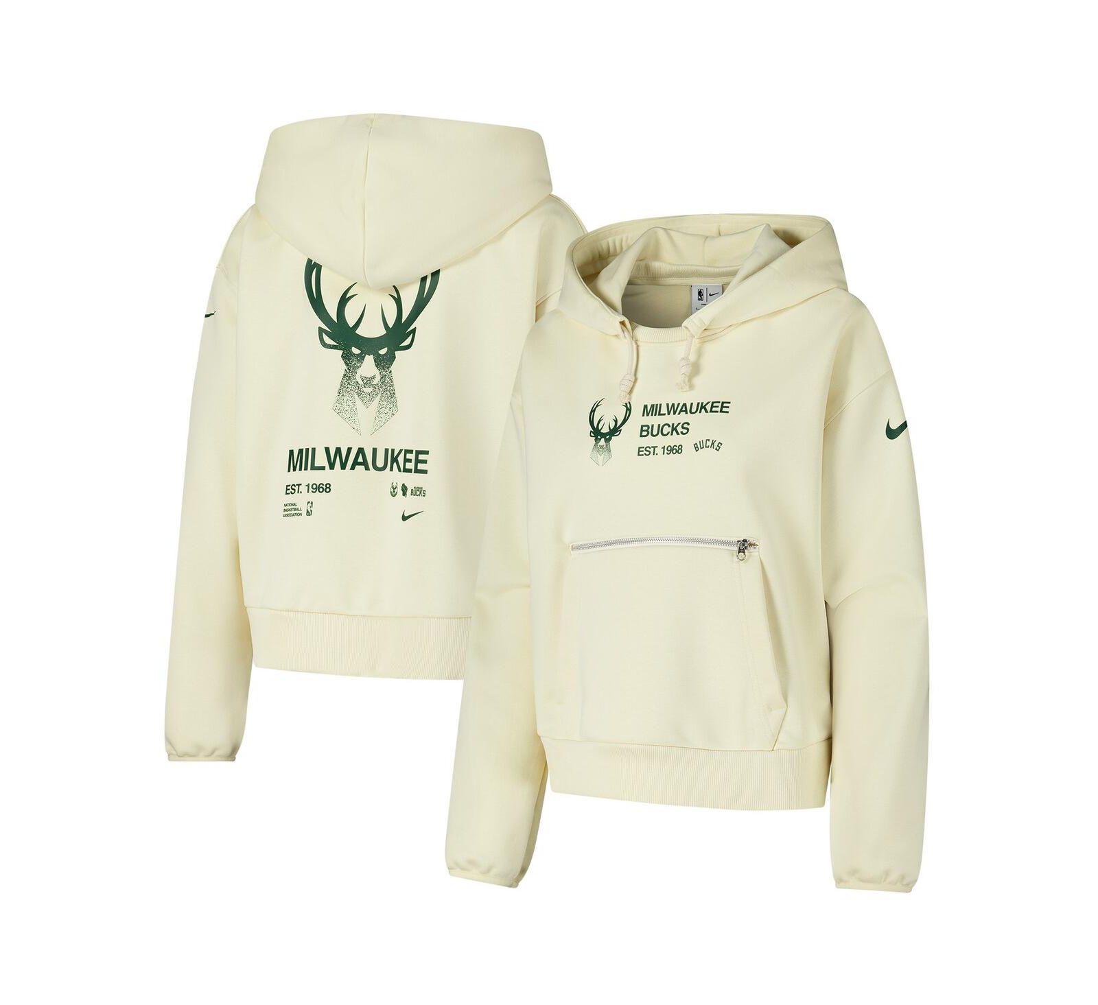 Nike Women's Cream Milwaukee Bucks Courtside Standard Issue Performance Pullover Hoodie