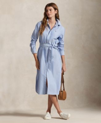 Женское платье-рубашка Polo Ralph Lauren из хлопкового оксфорда с ремнем