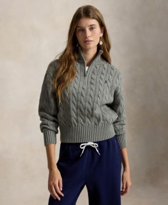 Polo Ralph Lauren Женский Cable-Knit Cotton Quarter-Zip Sweater