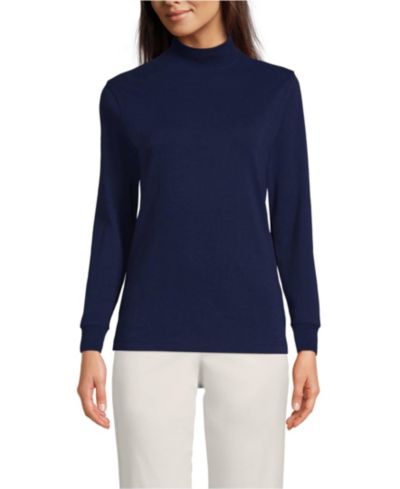 Женские хлопковые топы Lands' End Women's Relaxed Cotton Long Sleeve Mock Turtleneck