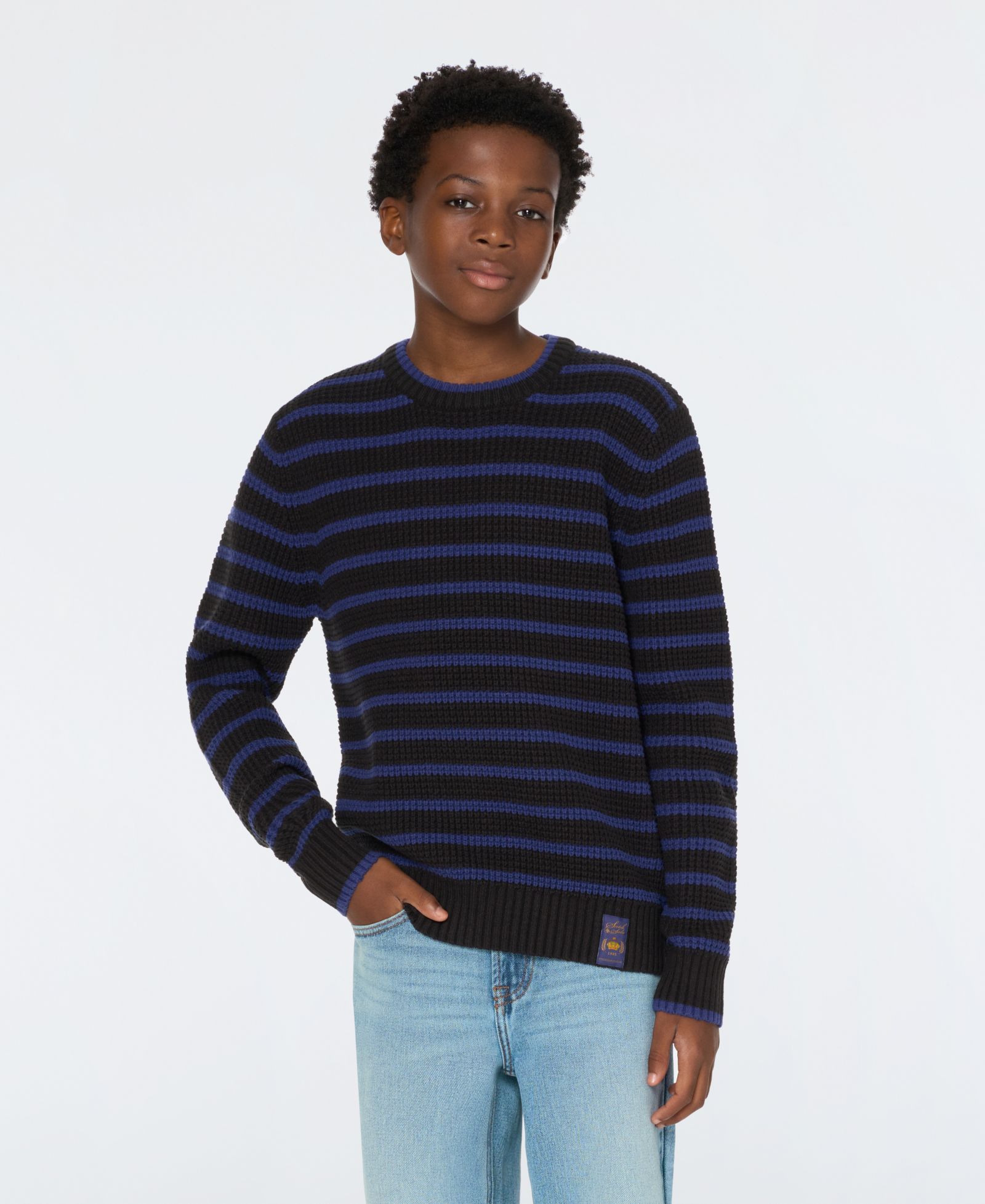 SCOTCH & SODA Big Boys Yarn Dye Stripe Crew Neck Sweater