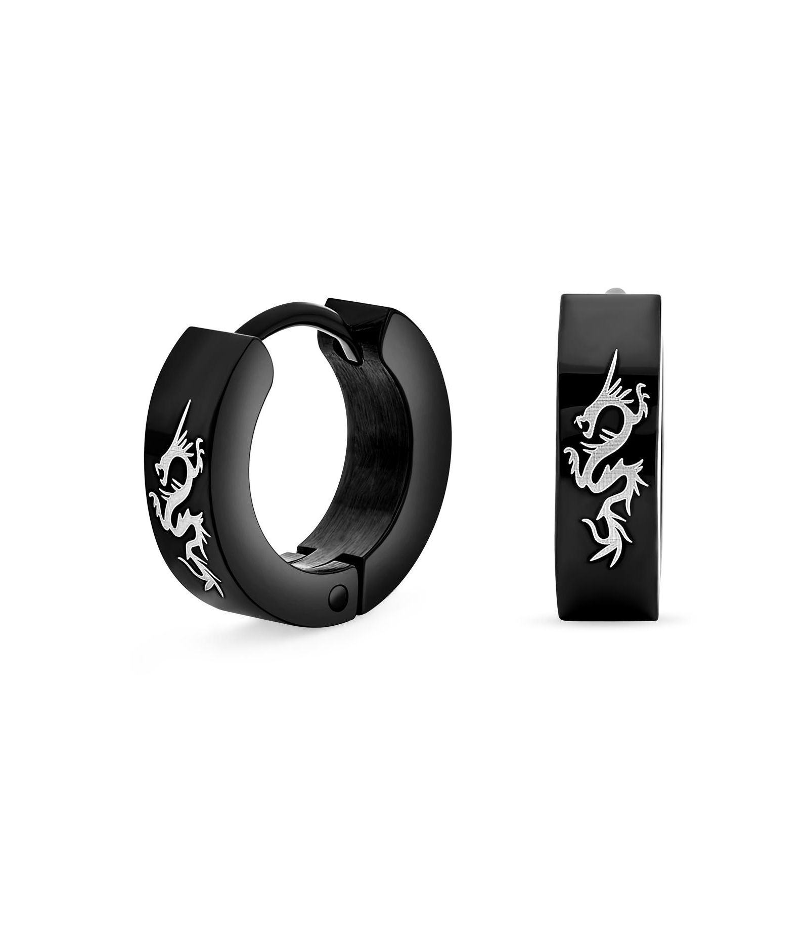 Bling Jewelry Серьги-кольца Dragon Mini Hoop из нержавеющей стали