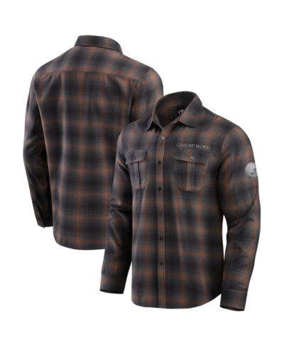 Мужская фланелевая рубашка Fanatics Charcoal Cleveland Browns Classic Long Sleeve Button-Up