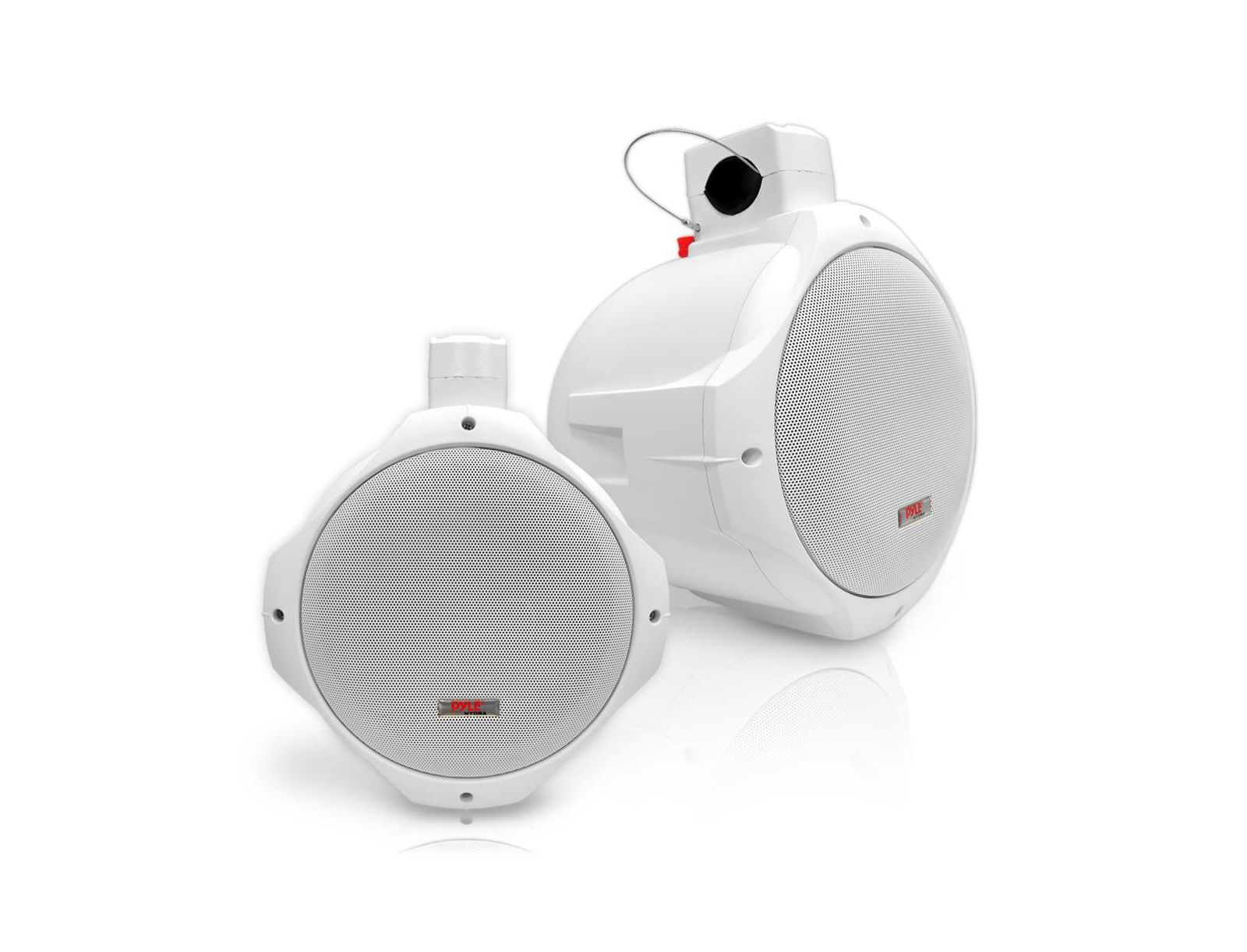 Pyle 8" Marine Wakeboard Tower Speakers - 300W Waterproof, Dual Bullet Style, White (PLMRW85