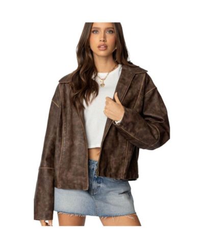 Женская куртка Edikted Oversized из искусственной кожи с эффектом стирки