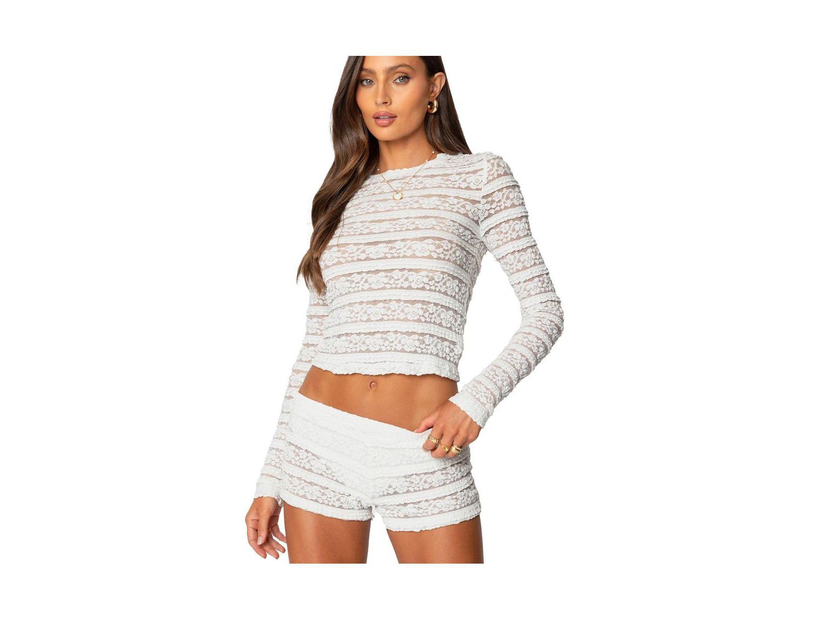 Edikted Women's Maisley Sheer Lace Top