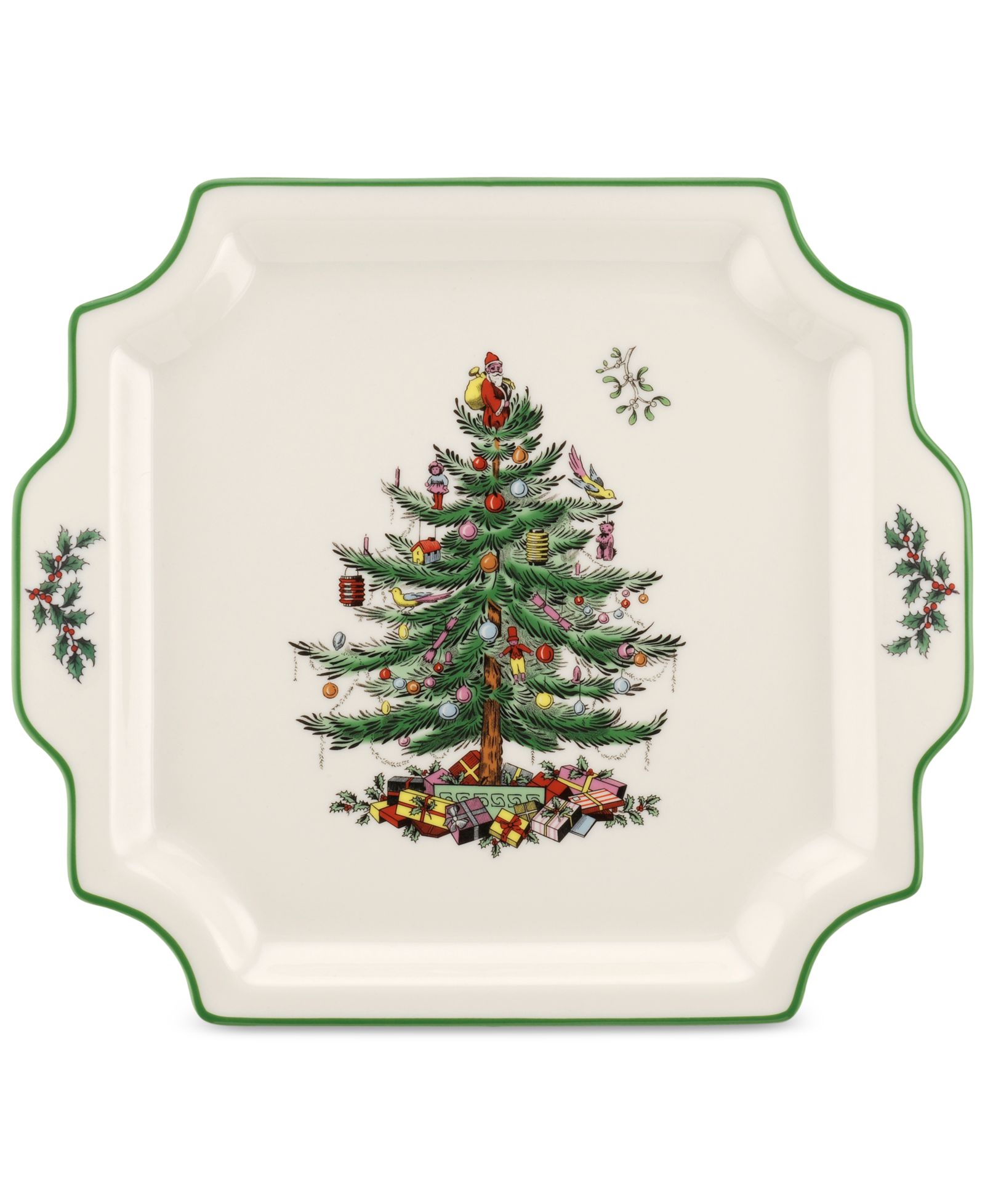 Spode квадратное блюдо с ручкой Christmas Tree