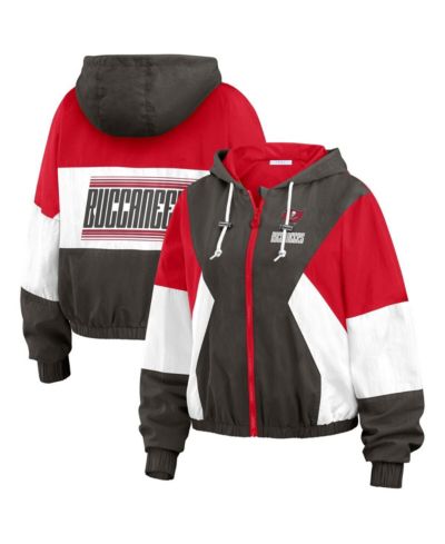WEAR by Erin Andrews Women's Tampa Bay Buccaneers Plus Size Color Block Full-zip Windbreaker Jacket