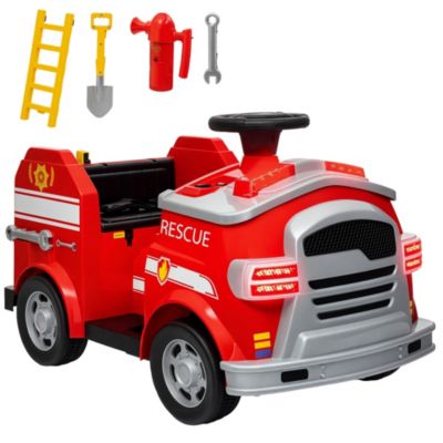 Машинка для катания Qaba 12V Fire Truck с сиреной и мигающим светом