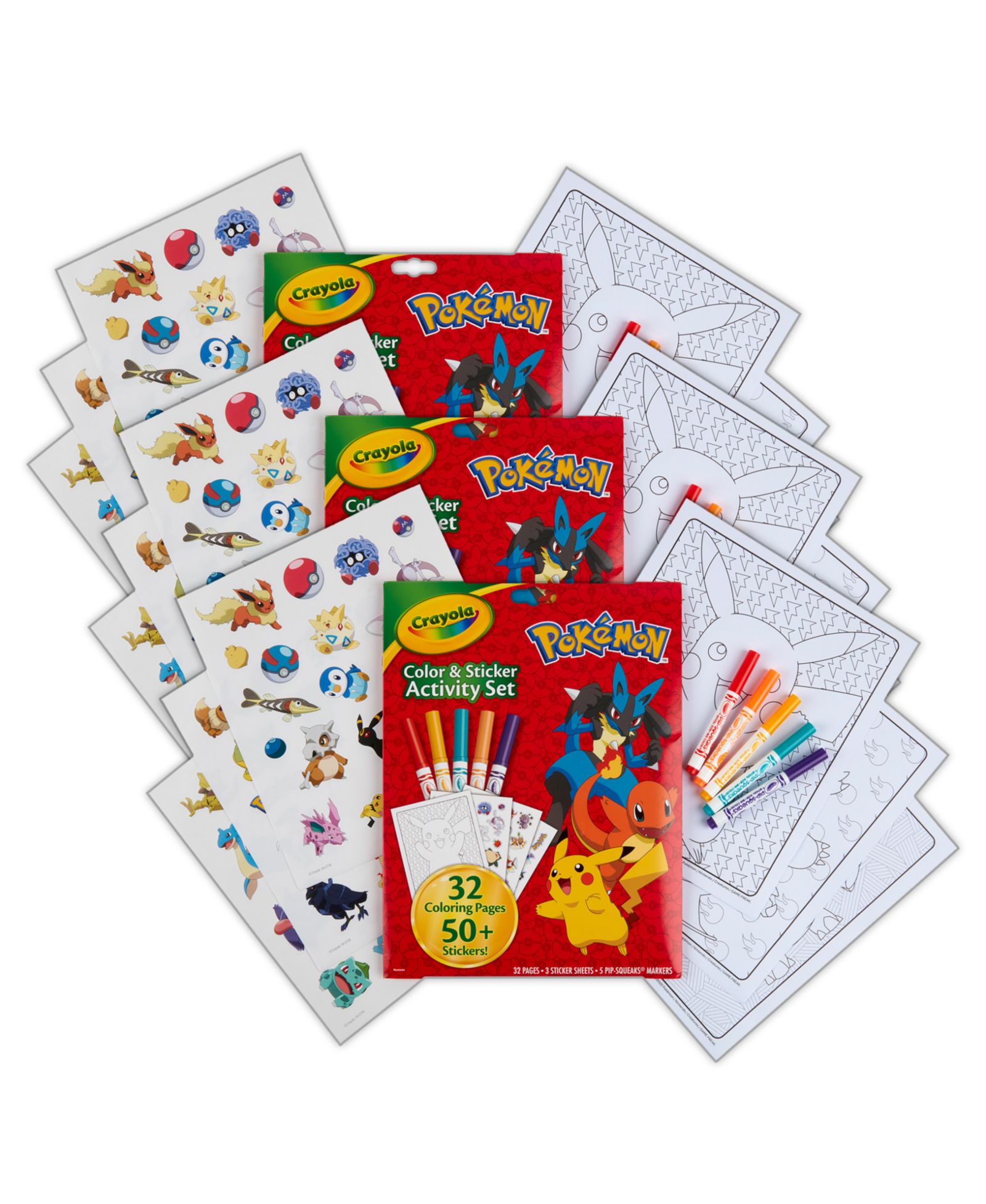 Набор наклеек Crayola Pokemon Color, 3 шт.
