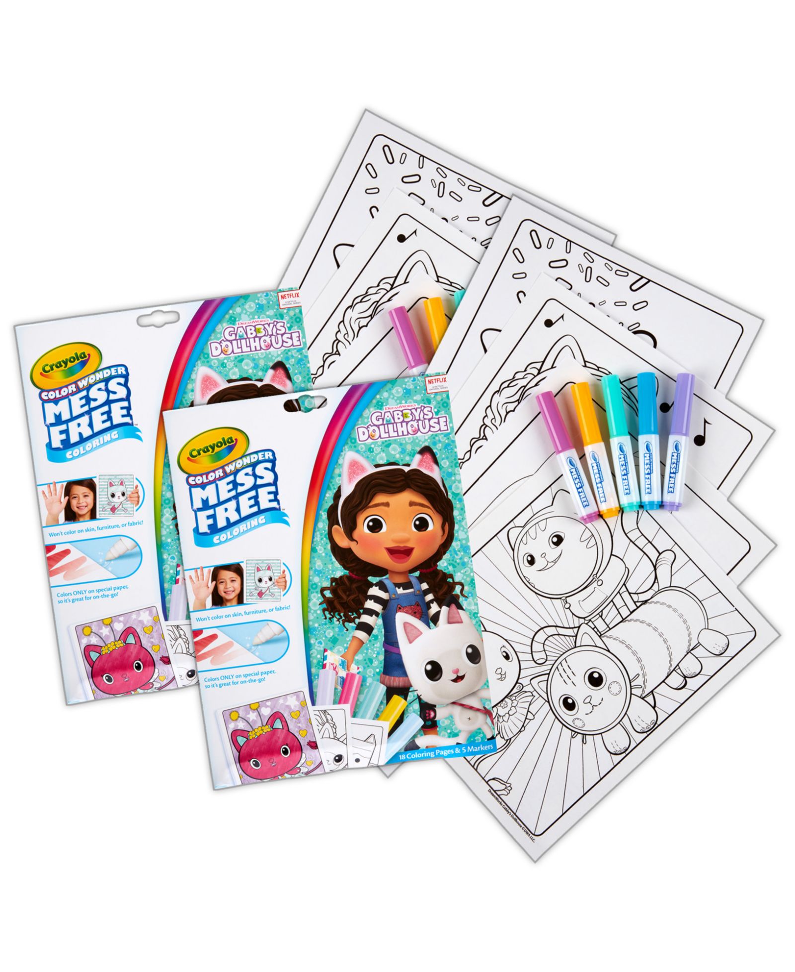 Раскраска и маркеры Crayola Color Wonder Gabby's Dollhouse, набор из 2 шт