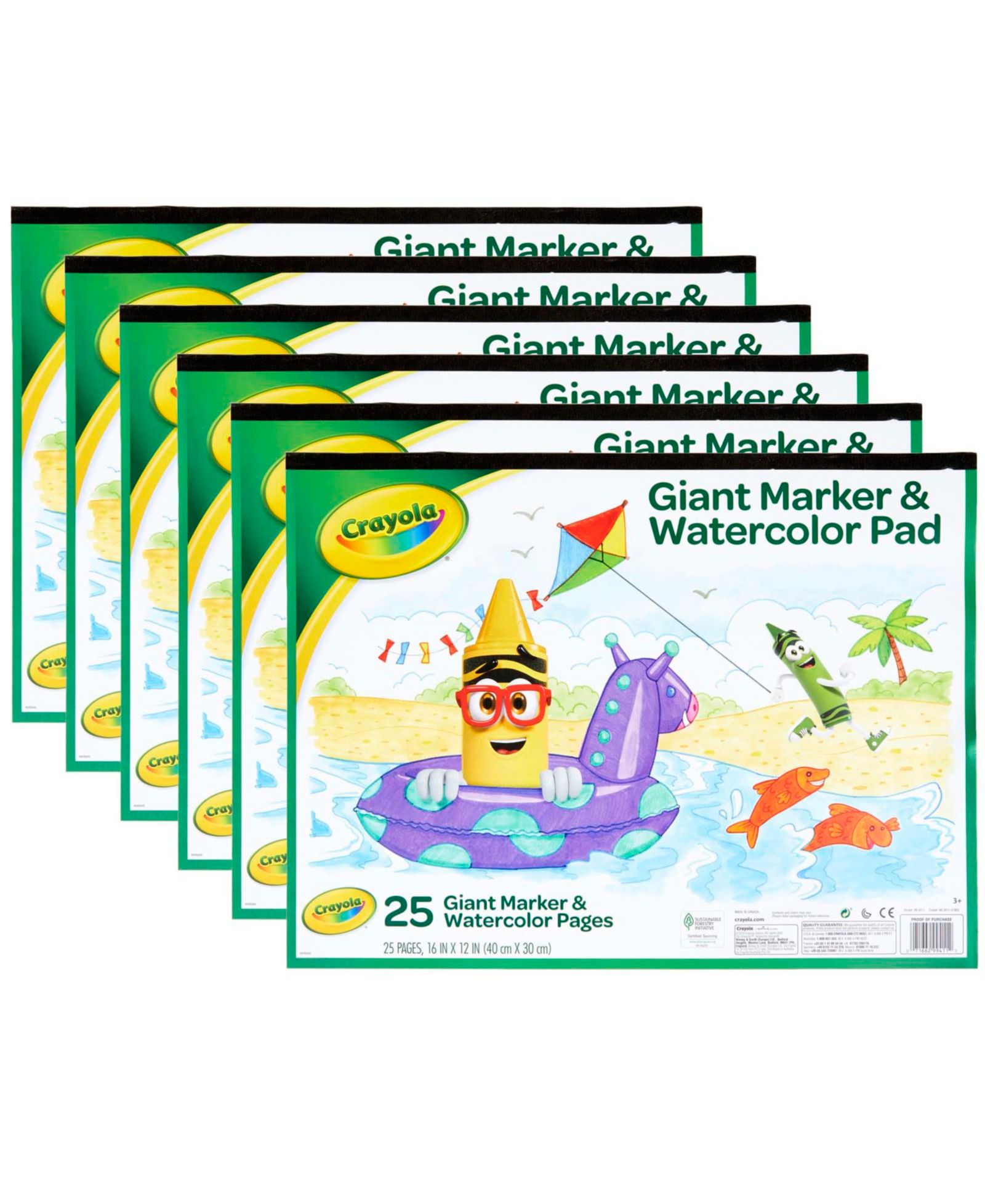Набор акварельных маркеров Crayola Giant Marker Watercolor Pad, Pack of 6