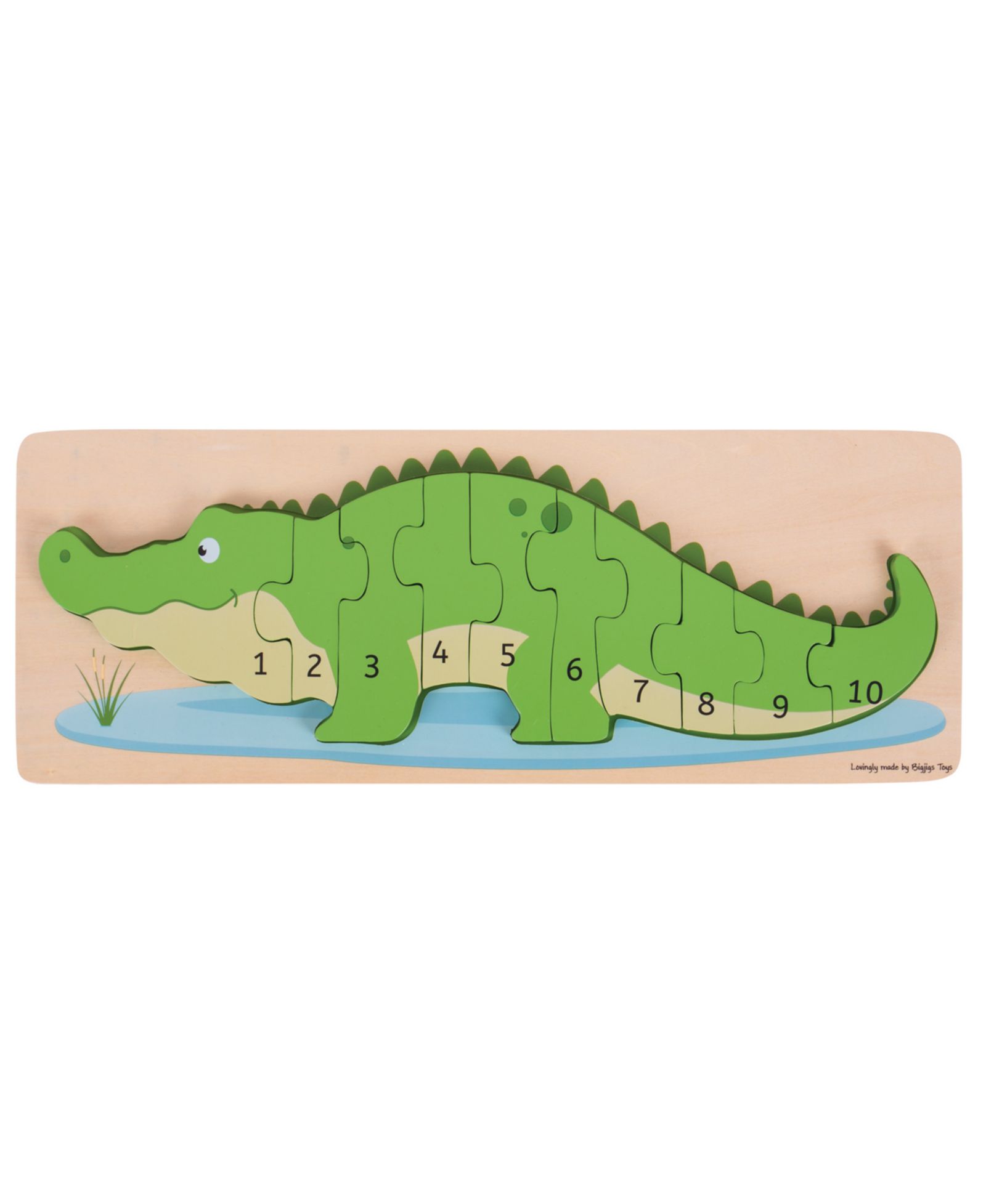 Деревянная головоломка Bigjigs Toys крокодил с цифрами, 10 деталей, возраст 2+
