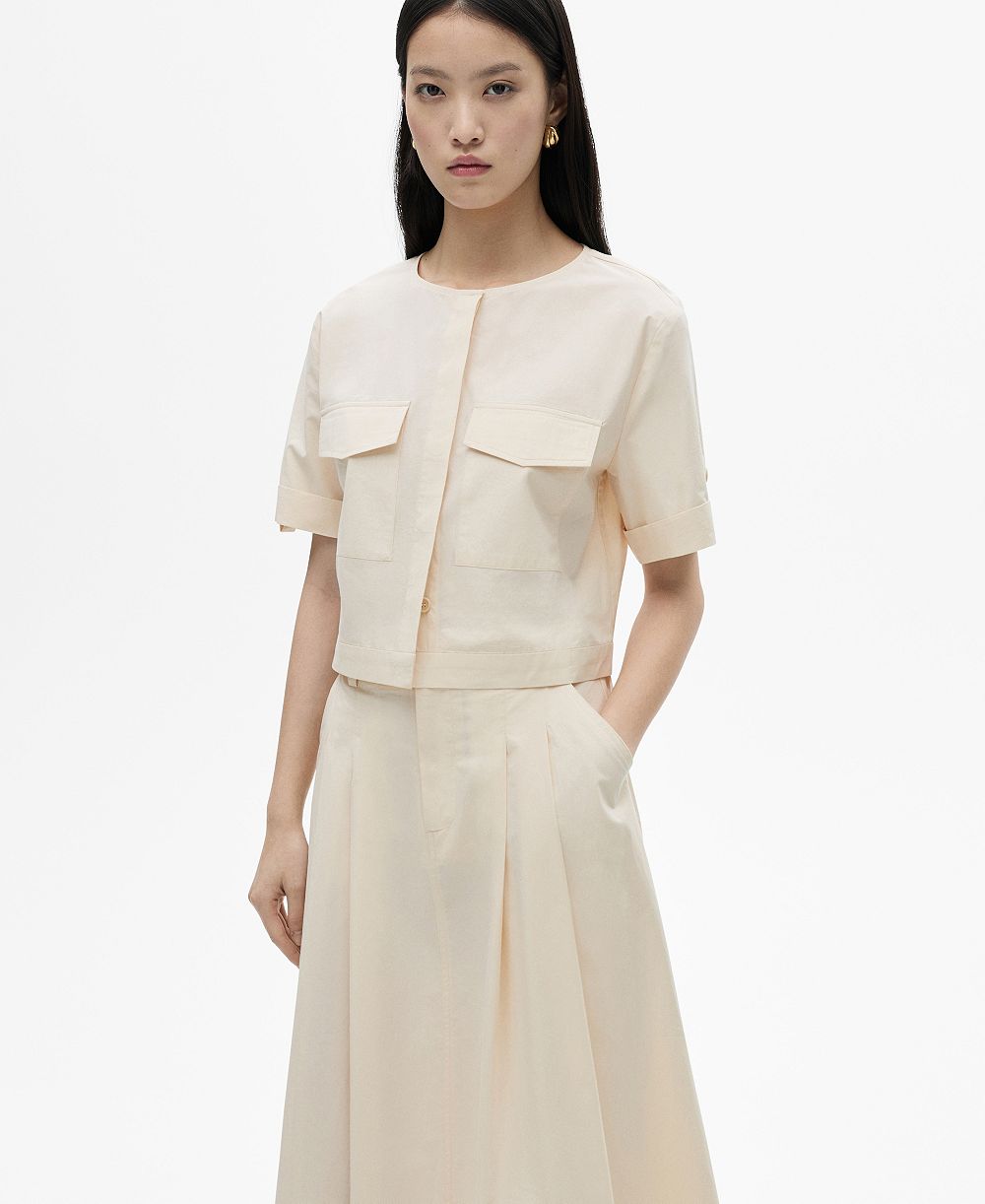 Mango Women's Chest Pocket Cotton Blouse