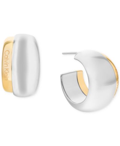 Серьги-кольца Calvin Klein из двухцветной нержавеющей стали, 0.8""