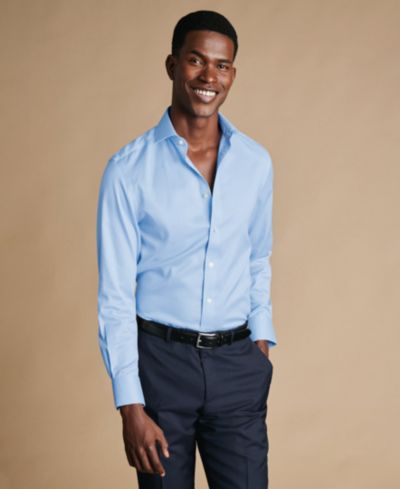 Мужская однотонная рубашка Charles Tyrwhitt с воротником Spread