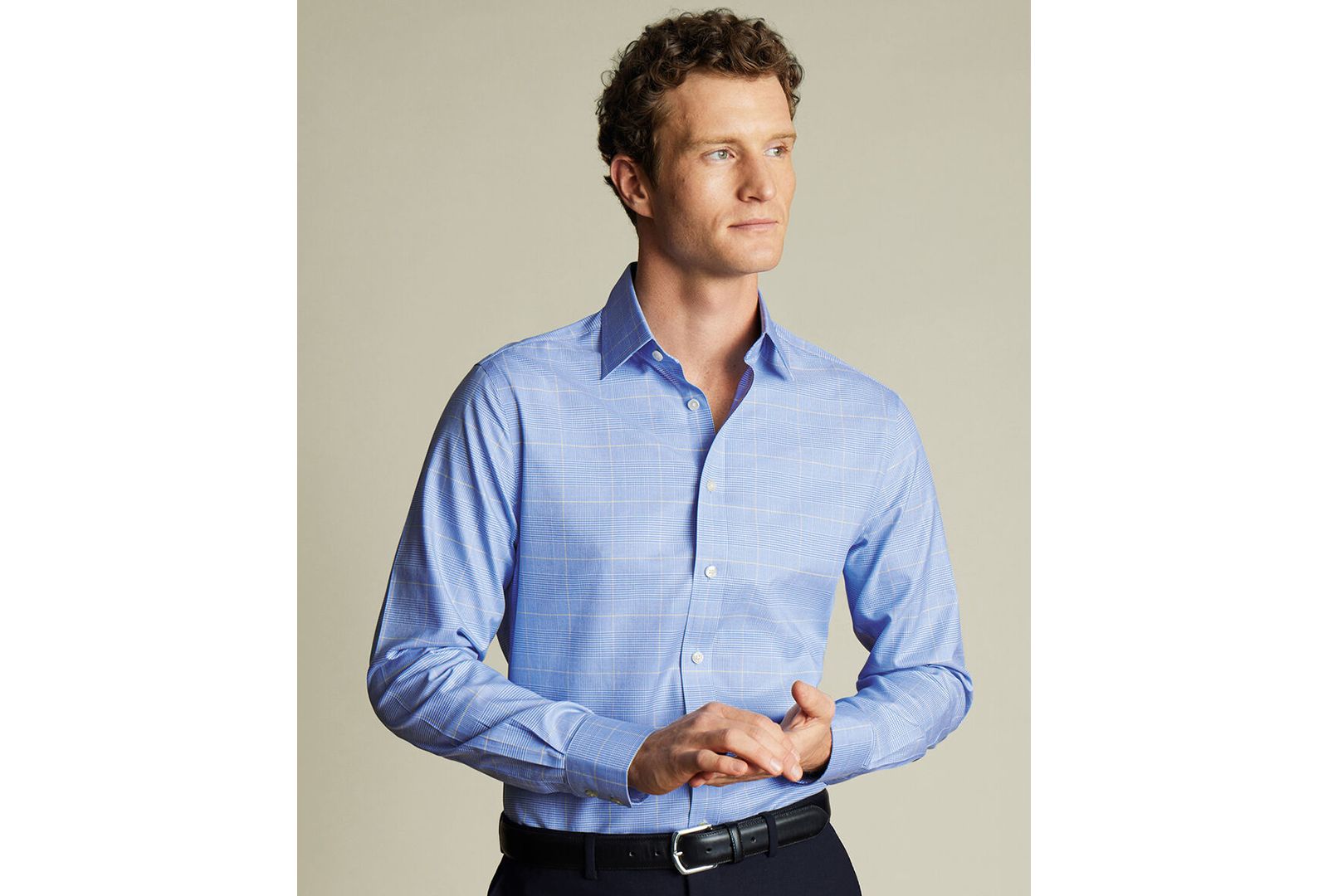 Charles Tyrwhitt Мужская рубашка Slim-Fit с воротником Spread