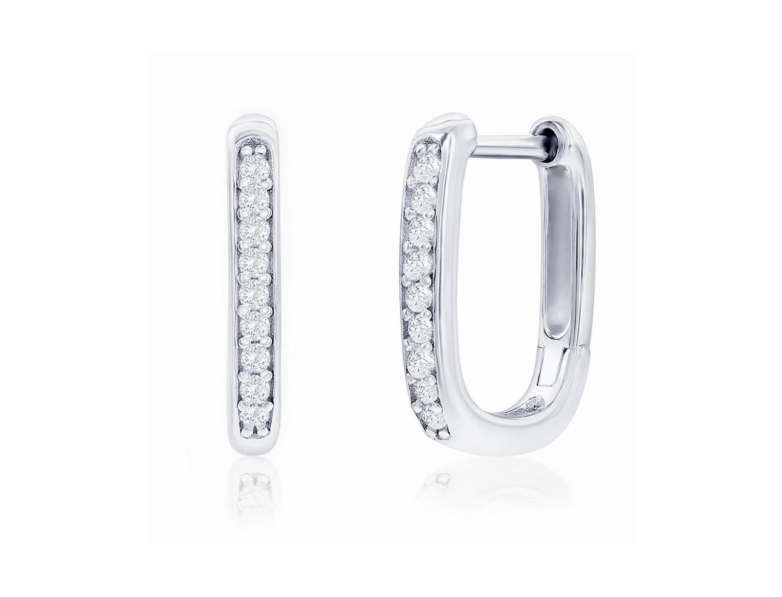 Simona Sterling Silver Rectangle Shaped CZ Hoop Earrings