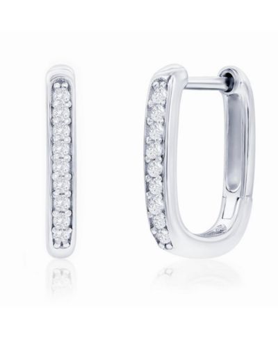 Simona Sterling Silver Rectangle Shaped CZ Hoop Earrings